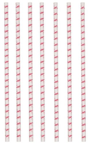 Flamingó Pink papír szívószál, 12 db-os szett