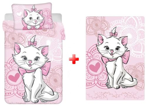 Disney Marie Aristocat gyerek, ovis ágyneműhuzat és polár takaró szett