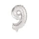 Ezüst Silver 9-es szám fólia lufi 10 cm