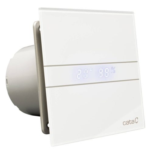 Cata E-100GTH ventilátor üveg előlappal, utószellőztető és páraérzékelő funkcióval, fehér