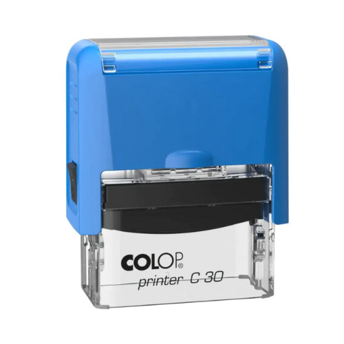 Colop Szövegbélyegző Printer C30 kék átlátszó ház kék párnával 18x47 mm